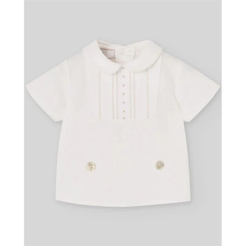 Paz Rodriguez Nectar Set Blusa & Pantalon, White/Light Brown - Image 2