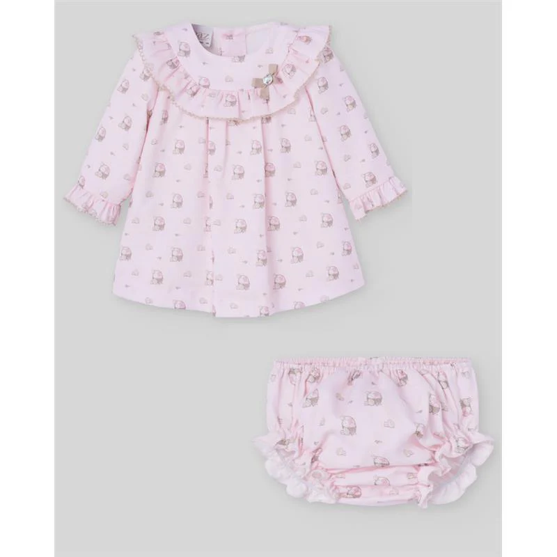 Paz Rodriguez - Set Woven Newborn Dress + Bloomers Pascua, Powder Light Pink