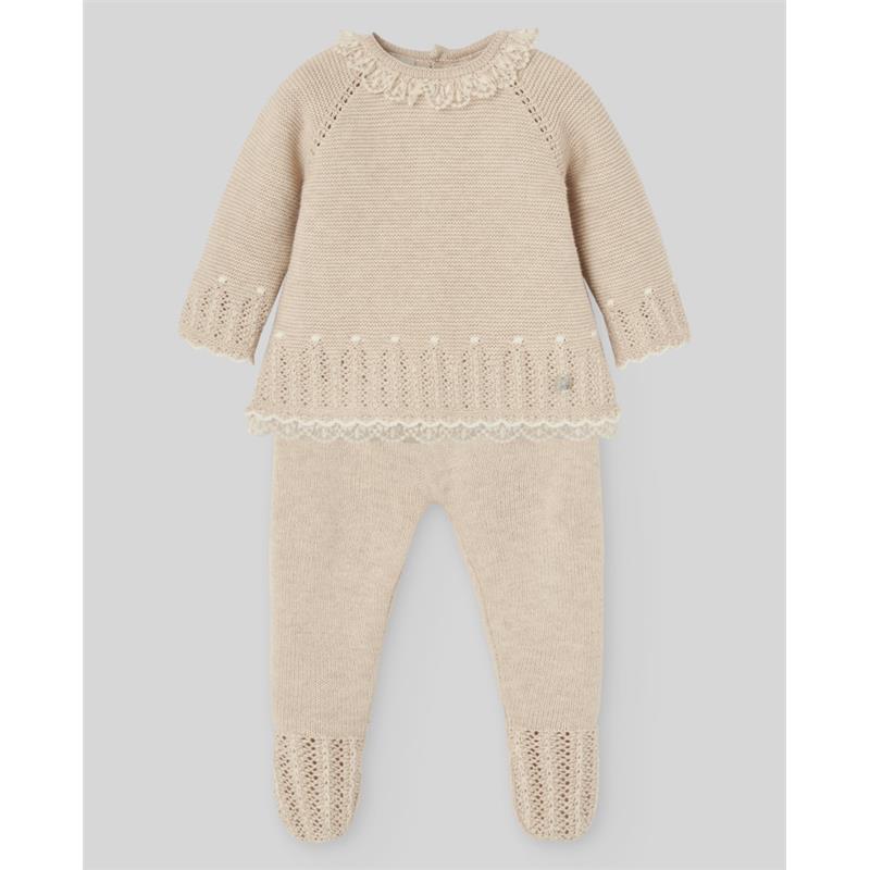 Paz Rodriguez - Take Me Home Set Knit Newborn Sweater + Leggings Alegria, Light Brown/Chalk Pink