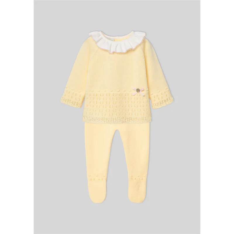 Paz Rodriguez - Take Me Home Set Knit Newborn Sweater + Leggings Bico, Chalk Pink - Image 2