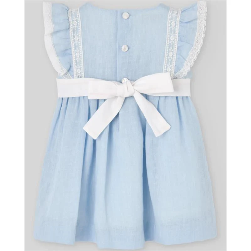 Paz Rodriguez Woven Infant Girl Dress Ceremonia, Chalk Blue - Image 2
