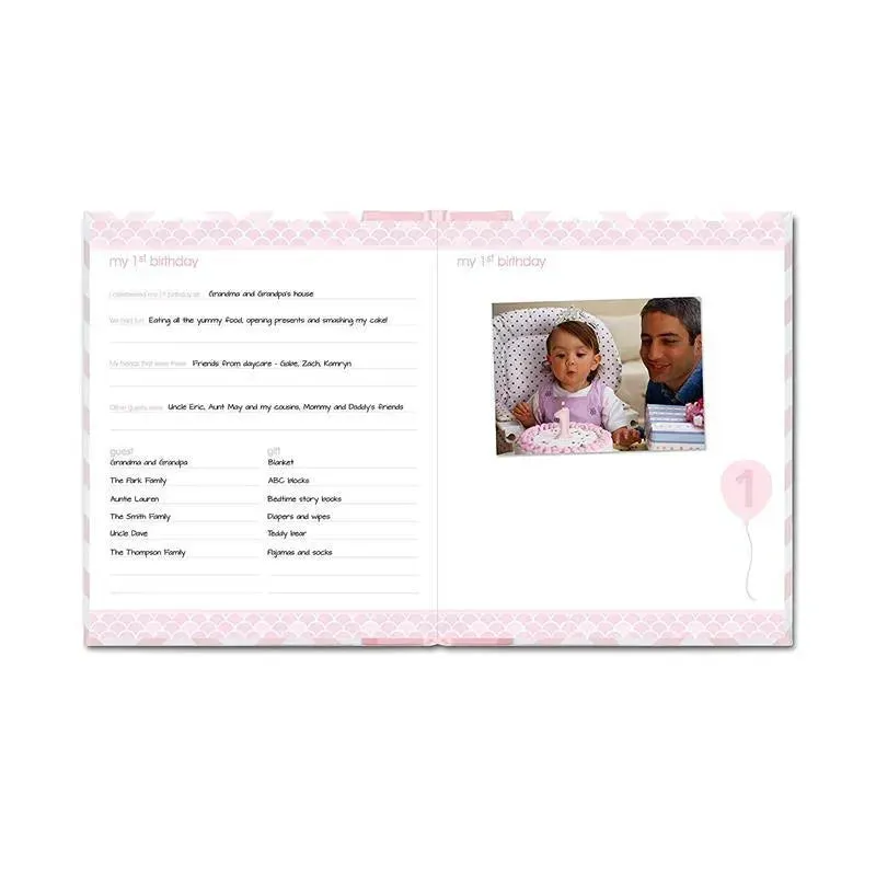 Pearhead Baby First 5 Years Memory Book with Safe Ink Pad - Pink - Image 4
