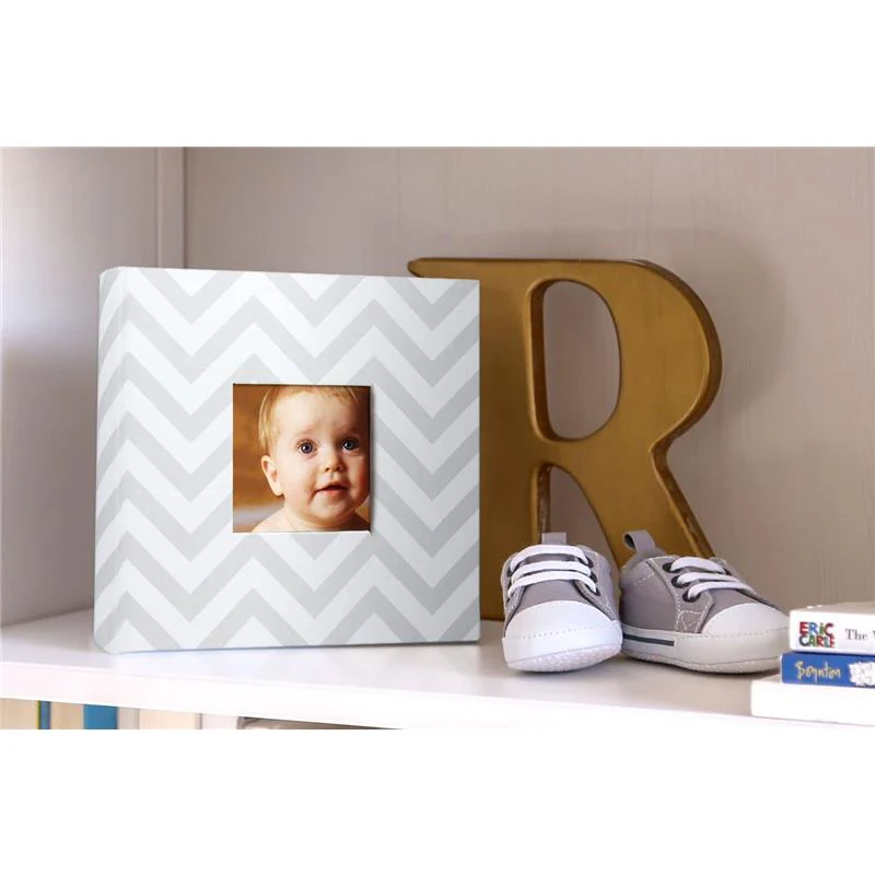 Pearhead - Baby Photo Album With Guided Journal Pages, Chevron Gray - Image 4