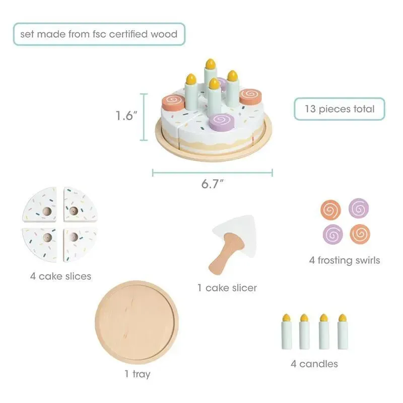 Pearhead - Celebration Montessori Birthday Cake Toy Set, 14 Piece Wooden Play Toy Set - Image 10