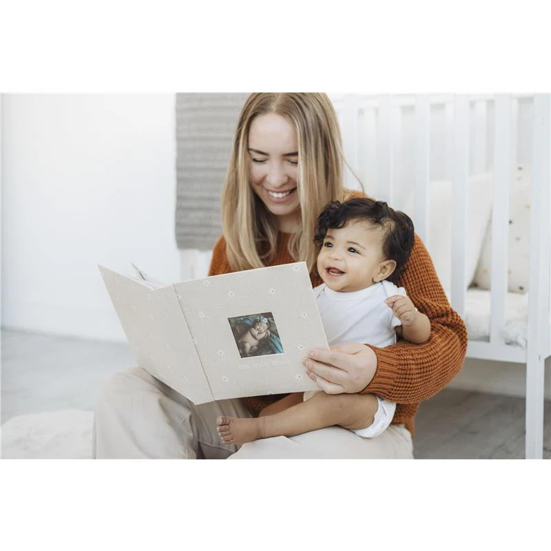 Pearhead - Daisy Linen Baby Book, Memory Book - Image 3