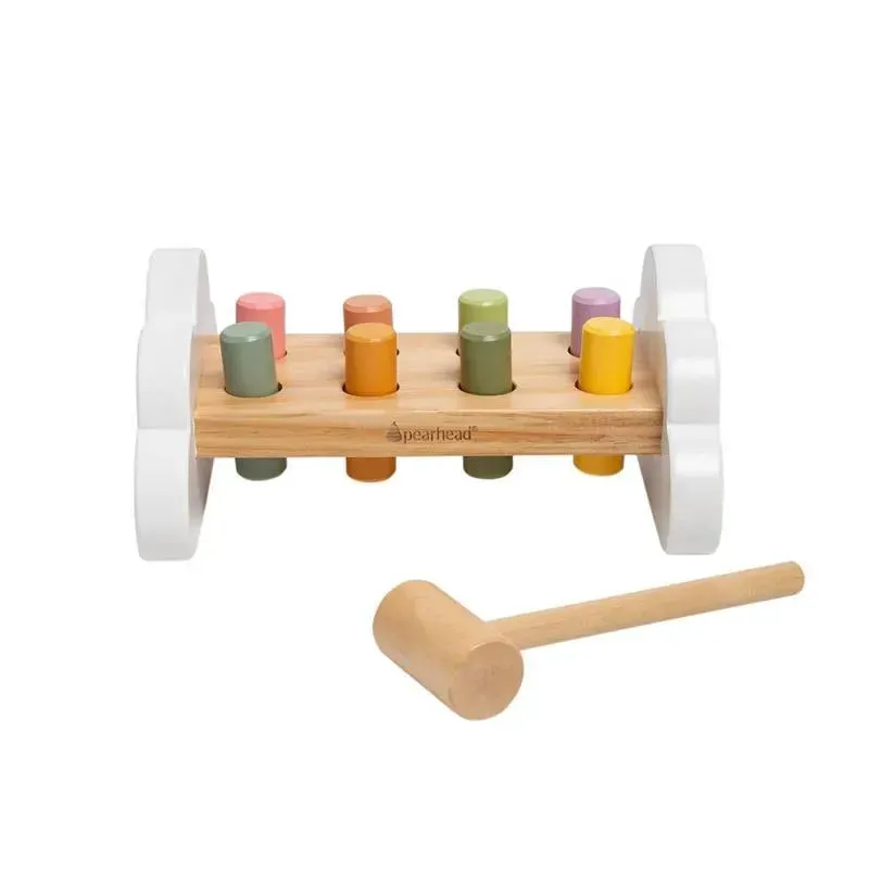 Pearhead - Montessori Hammer Bench Toy, Pounding and Hammering Wooden Toy for Ages 1+ Years