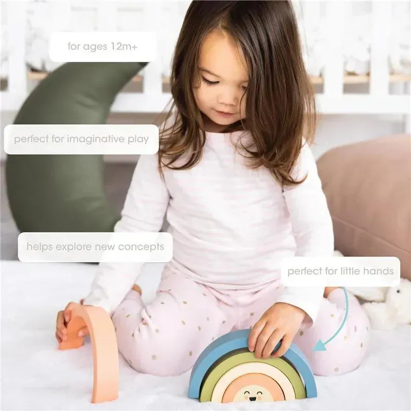 Pearhead - Pearhead Wooden Rainbow Stacking Toy, Baby and Toddler Montessori Toy Ages 1+ Years - Image 9