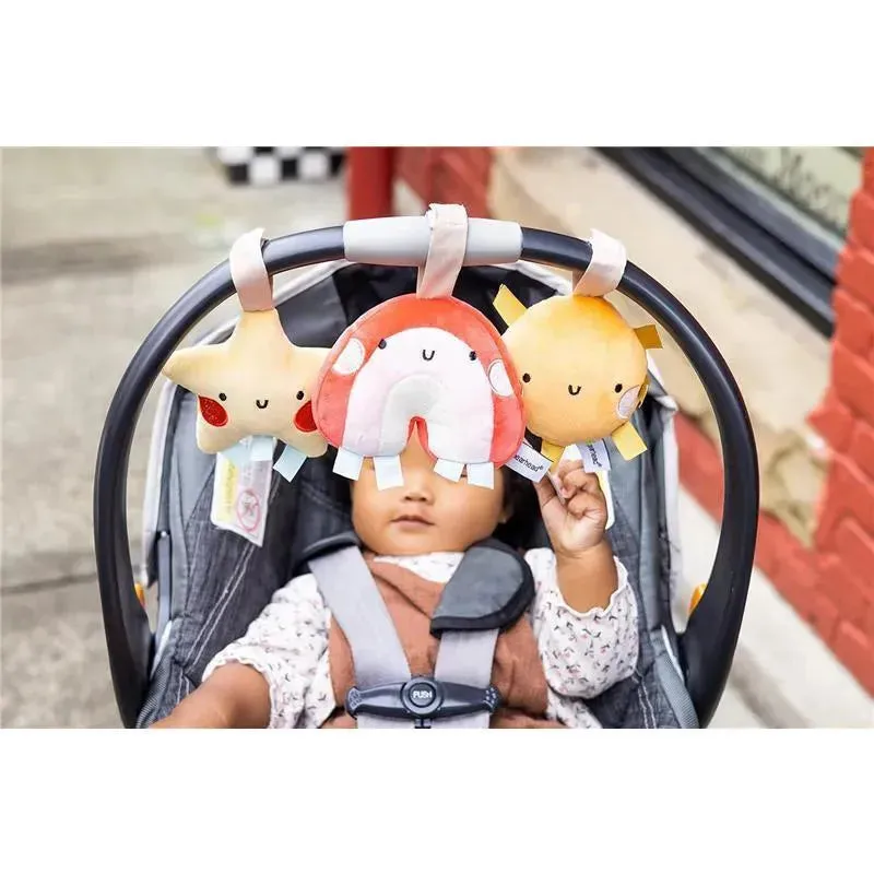 Pearhead - Rainbow Sun and Stars Stroller Toys, Plush Corduroy Baby Travel Car Seat Toy, Set of 3 - Image 5