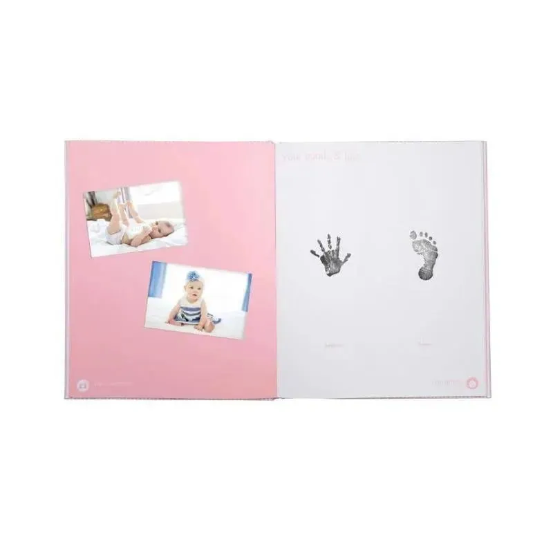 Pearhead - Seersucker Baby Book And Clean Touch Ink Pad, Pink - Image 3