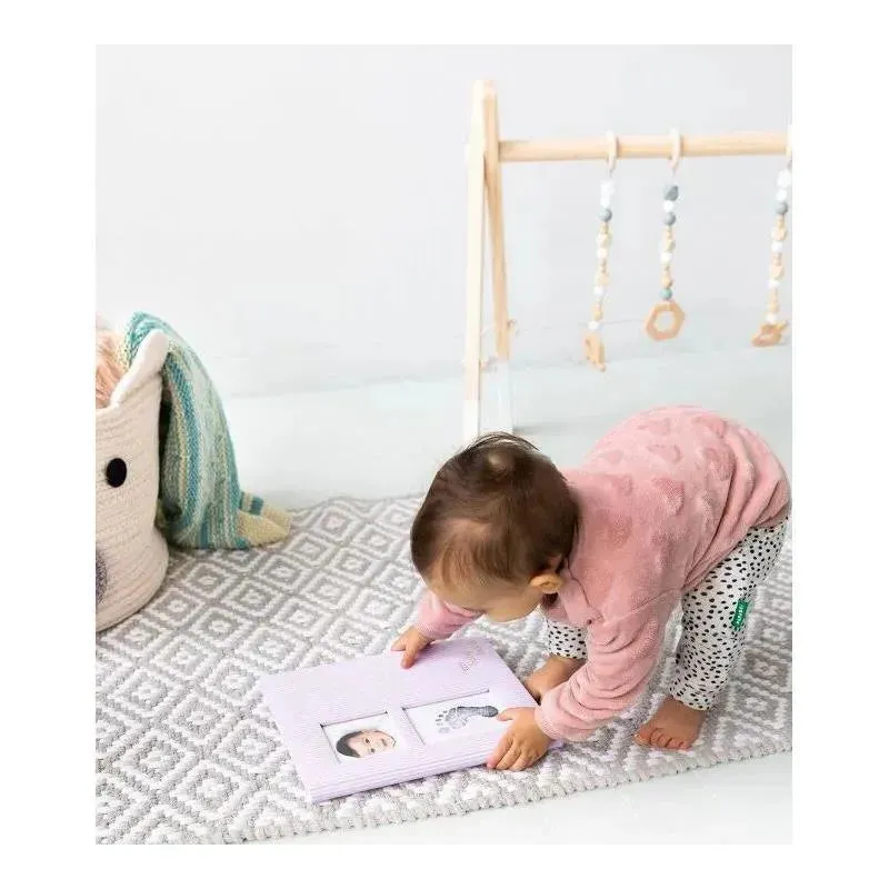 Pearhead - Seersucker Baby Book And Clean Touch Ink Pad, Pink - Image 5
