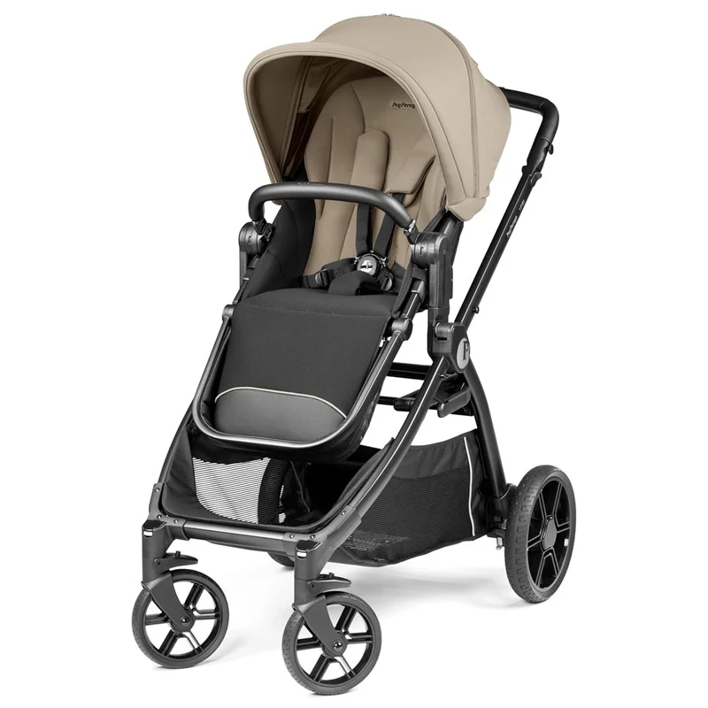 Peg Perego Ypsi – Compact Single to Double Stroller, Vanilla Blend (Black/Cream)