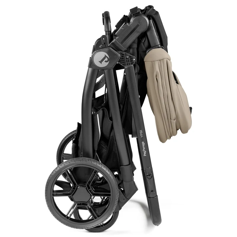 Peg Perego Ypsi – Compact Single to Double Stroller, Vanilla Blend (Black/Cream) - Image 4