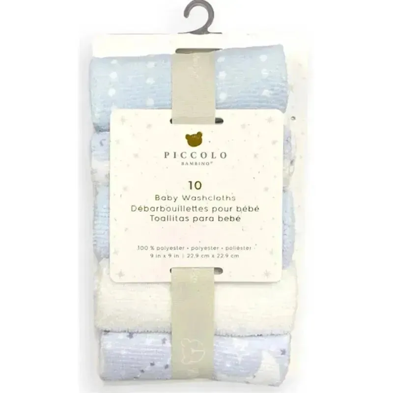Piccolo Bambino - 10 Pk Washcloth Set Blue