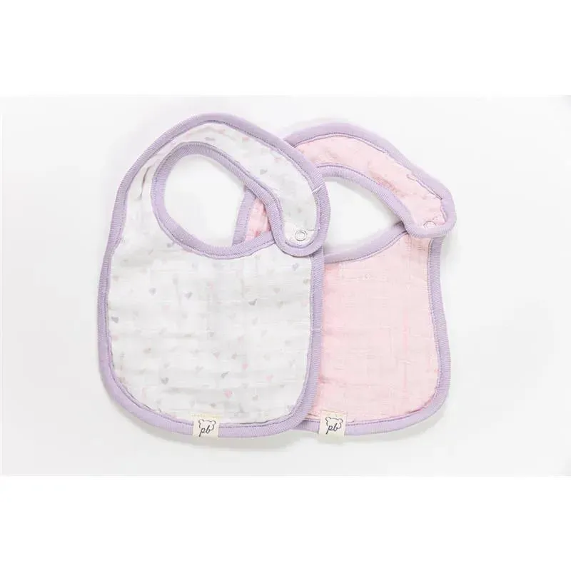 Piccolo Bambino 2pk Pink Muslin Bibs For Baby Girl