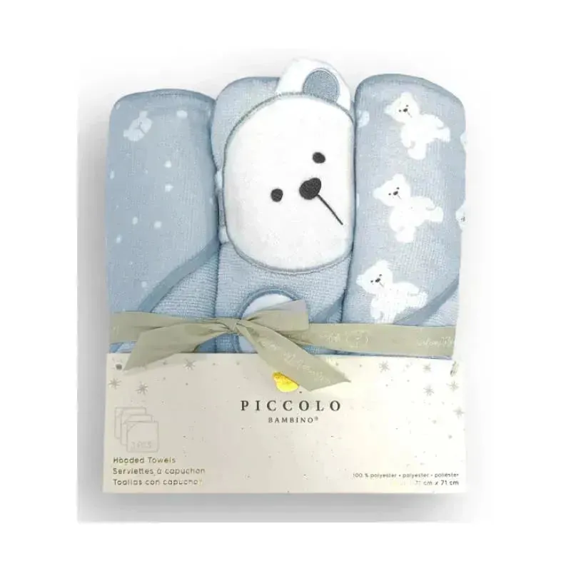 Piccolo Bambino - 3Pk Hooded Towel Blue - Image 2