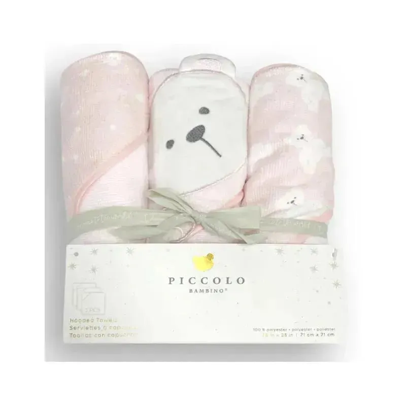 Piccolo Bambino - 3Pk Hooded Towel Pink - Image 2