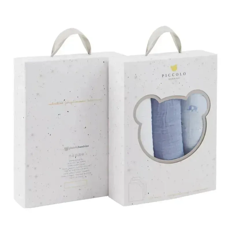 Piccolo Bambino - 3Pk Muslin Swaddles In Gift Box Blue