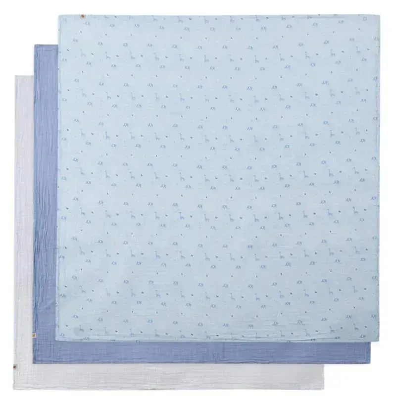 Piccolo Bambino - 3Pk Muslin Swaddles In Gift Box Blue - Image 2