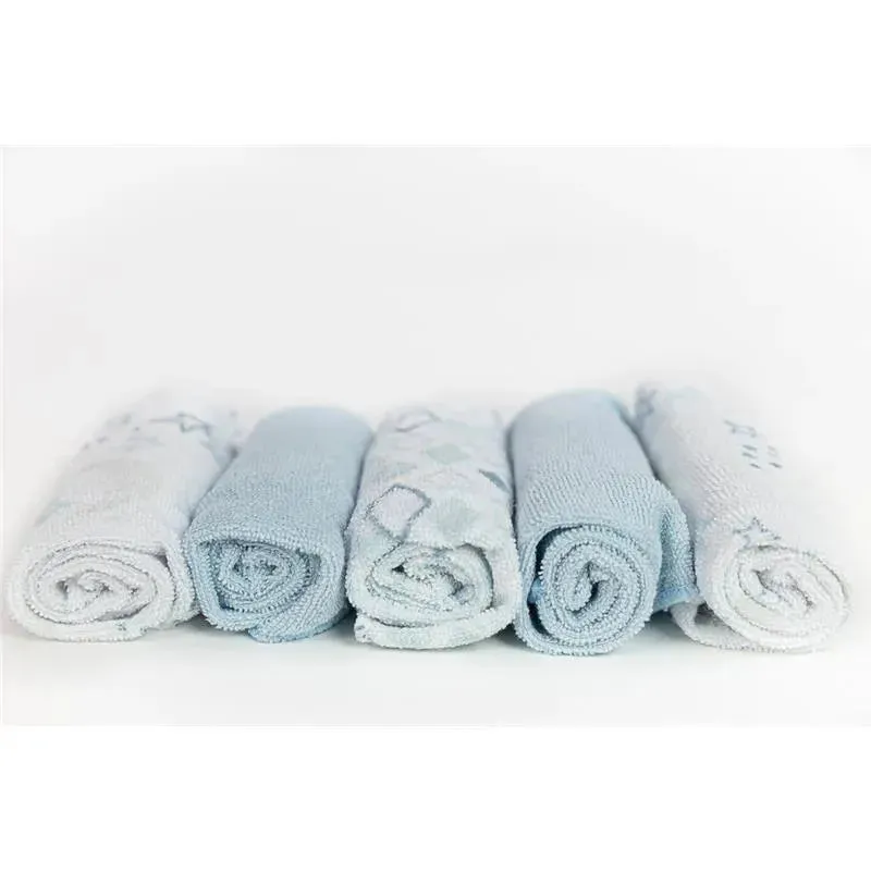 Piccolo Bambino 5pk Terry Baby Washcloth Set,Blue - Image 4