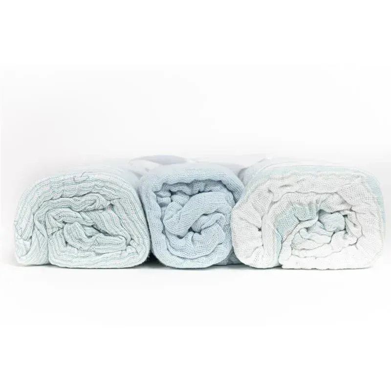 Piccolo Bambino Boy 3pk Muslin Swaddle Blankets In A Box - Image 3