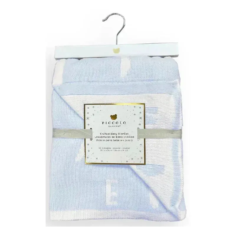 Piccolo Bambino - Feather Chenille Blanket Stroller Blanket On Wooden Hanger Blue - Image 2