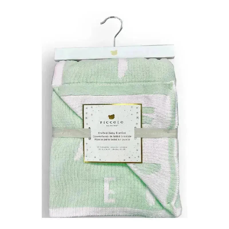 Piccolo Bambino - Feather Chenille Blanket Stroller Blanket On Wooden Hanger Green - Image 2