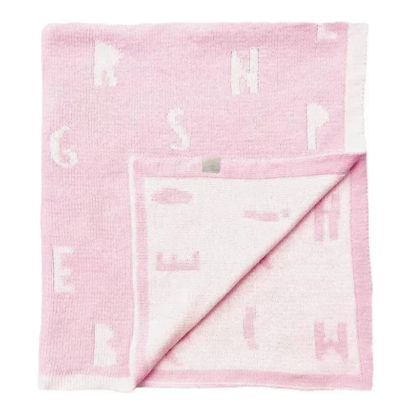 Piccolo Bambino - Feather Chenille Blanket Stroller Blanket On Wooden Hanger Pink
