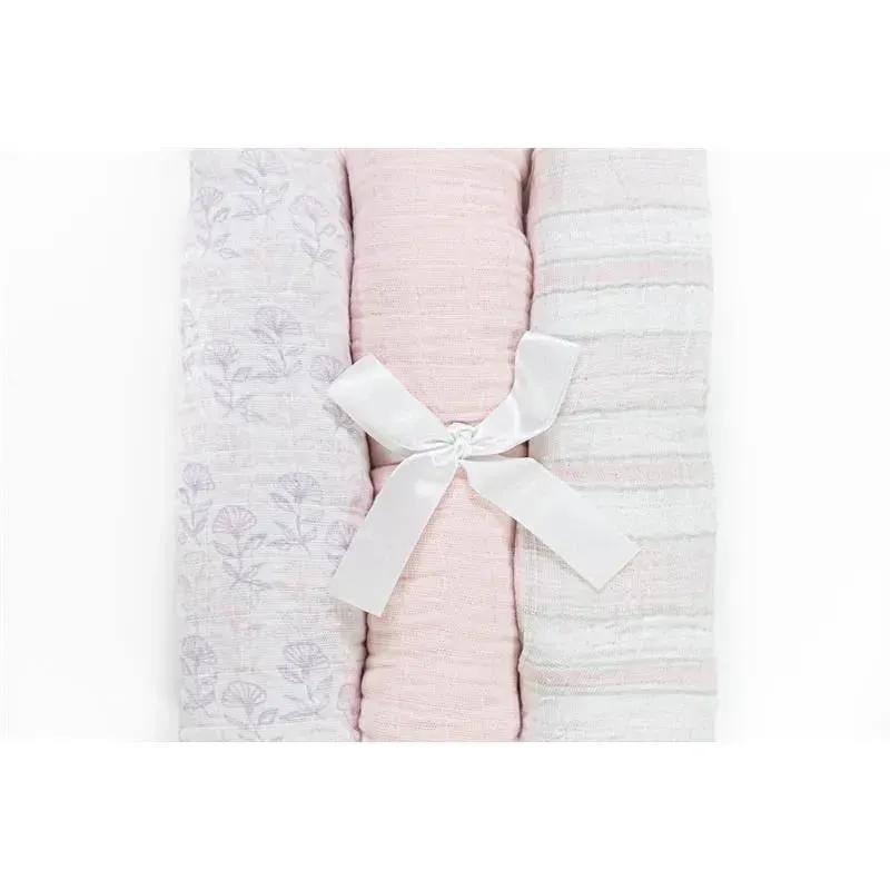 Piccolo Bambino Girl 3pk Muslin Swaddle Blankets In A Box