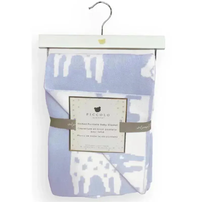 Piccolo Bambino - Jacquard Reversible Blanket On Wooden Hanger Blue - Image 2