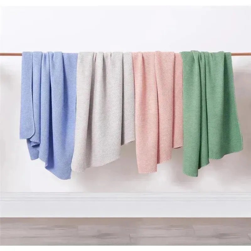 Piccolo Bambino - Sweater Knit Blanket On Wooden Hanger Blue - Image 3