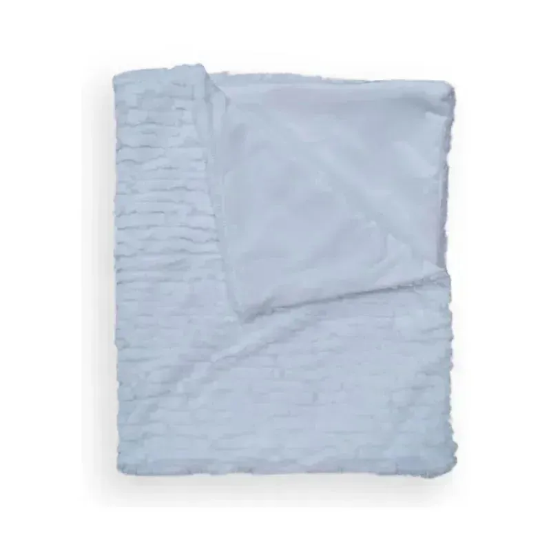Piccolo Bambino - Textured Faux Fur Stroller Blanket On Wooden Hanger Blue
