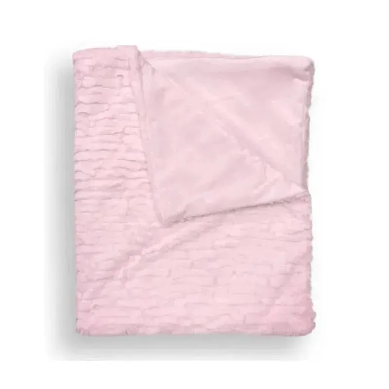 Piccolo Bambino - Textured Faux Fur Stroller Blanket On Wooden Hanger Pink