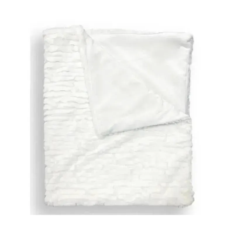 Piccolo Bambino - Textured Faux Fur Stroller Blanket On Wooden Hanger White