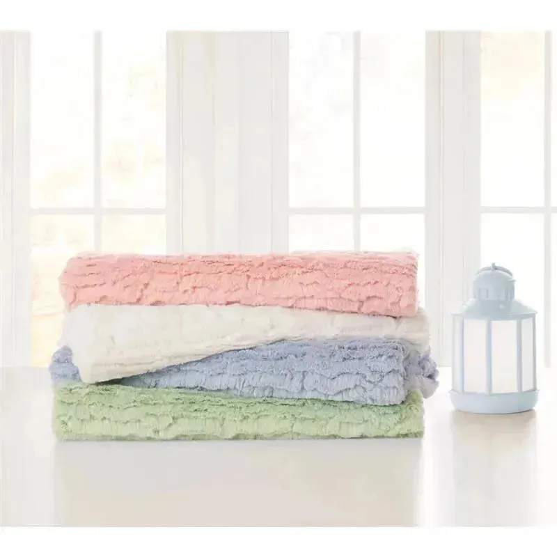 Piccolo Bambino - Textured Faux Fur Stroller Blanket On Wooden Hanger White - Image 3