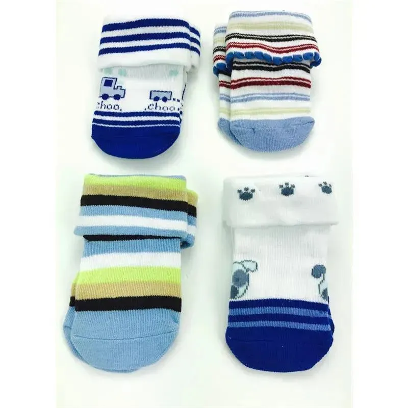 Piero Liventi Trains & Paws 4-Pairs Baby Boy Socks - Image 3