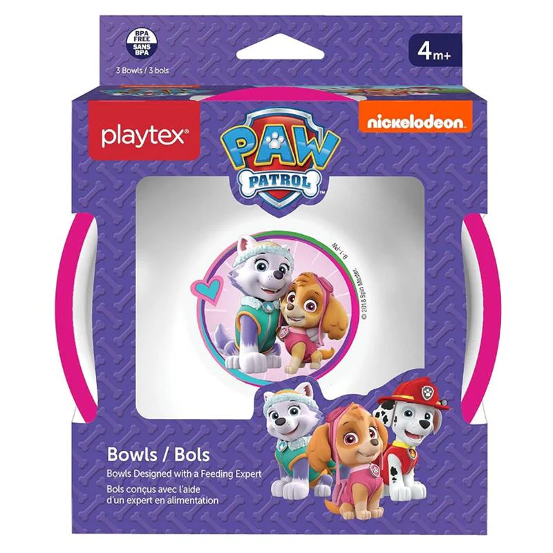 Playtex - Mealtime Paw Patrol Bowls for Girls, 3 Pack