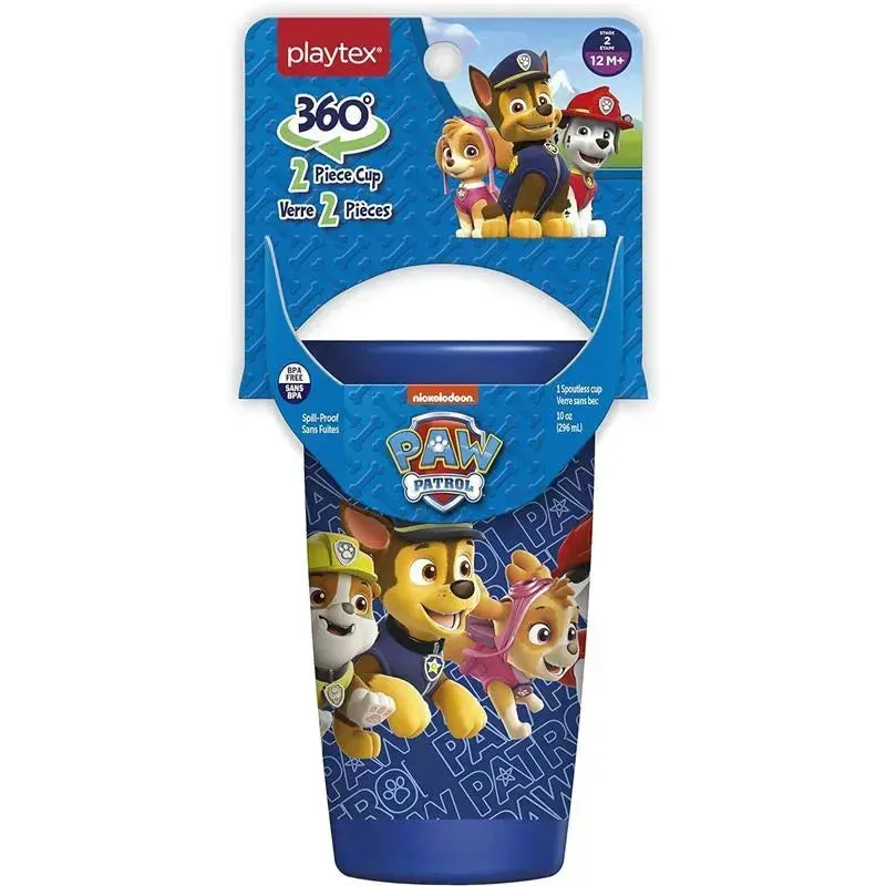 Playtex - Sipsters Stage 2, 360 Degree Paw Patrol Spill-Proof, Leak-Proof, Break-Proof for Boys, Pack of 2