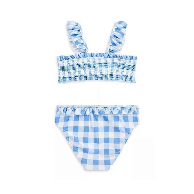 Polo Ralph Lauren Baby - 2Pk Smocked Top Gingham Swimsuit, Harbor Island Blue - Image 2