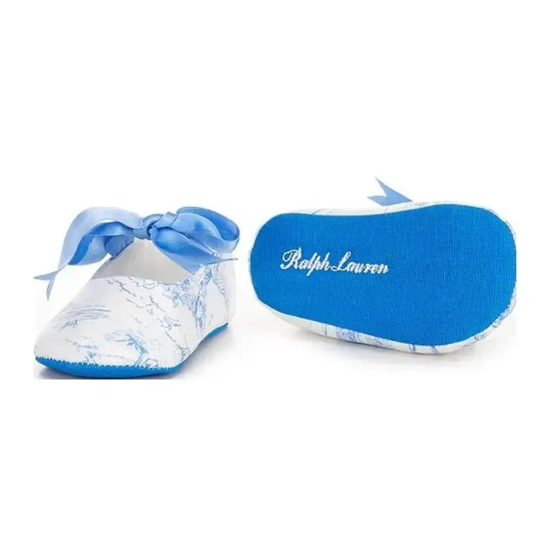 Polo Ralph Lauren Baby - Girls Briley II Mary Jane Crib Shoed, Light Blue Golf Toile