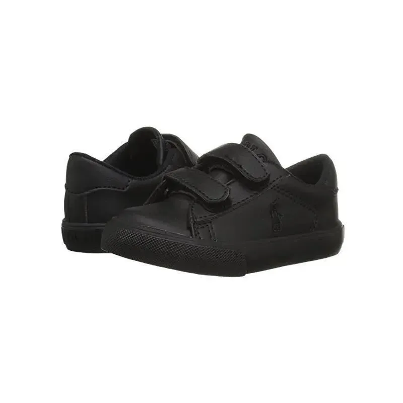 Polo Ralph Lauren Kids' Easton EZ Sneaker - Triple Black Tumbled - Image 2