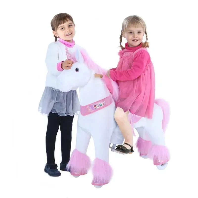 Ponycycle Pink Unicorn 3-5 Years Old, Kids Unicorn Ride on Toy, Ride on Unicorn Toy Plush, Pink Pony - Image 3