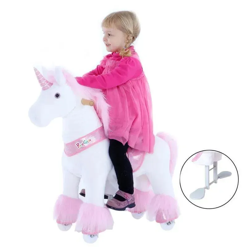 Ponycycle Pink Unicorn 3-5 Years Old, Kids Unicorn Ride on Toy, Ride on Unicorn Toy Plush, Pink Pony - Image 4