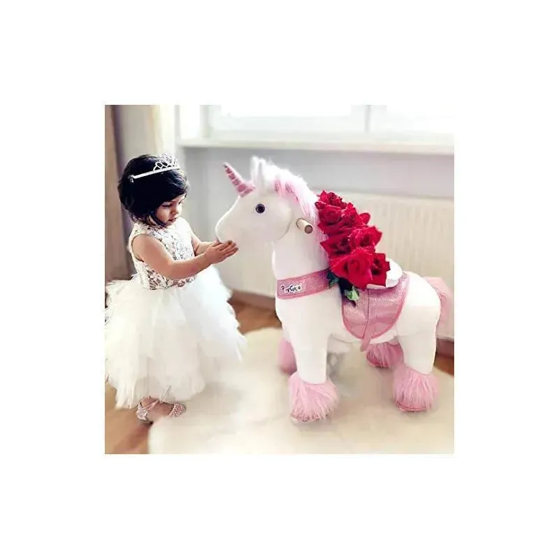 Ponycycle Pink Unicorn 3-5 Years Old, Kids Unicorn Ride on Toy, Ride on Unicorn Toy Plush, Pink Pony - Image 5