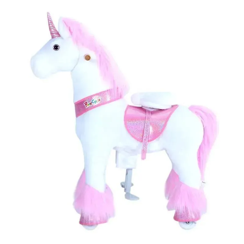 Ponycycle Pink Unicorn 4-10 Years Old, Kids Unicorn Ride on Toy, Ride on Unicorn Toy Plush, Pink Pony - Image 3