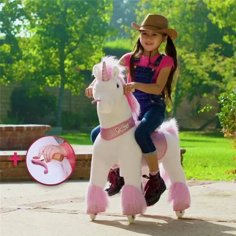 Ponycycle Pink Unicorn 4-10 Years Old, Kids Unicorn Ride on Toy, Ride on Unicorn Toy Plush, Pink Pony - Image 9