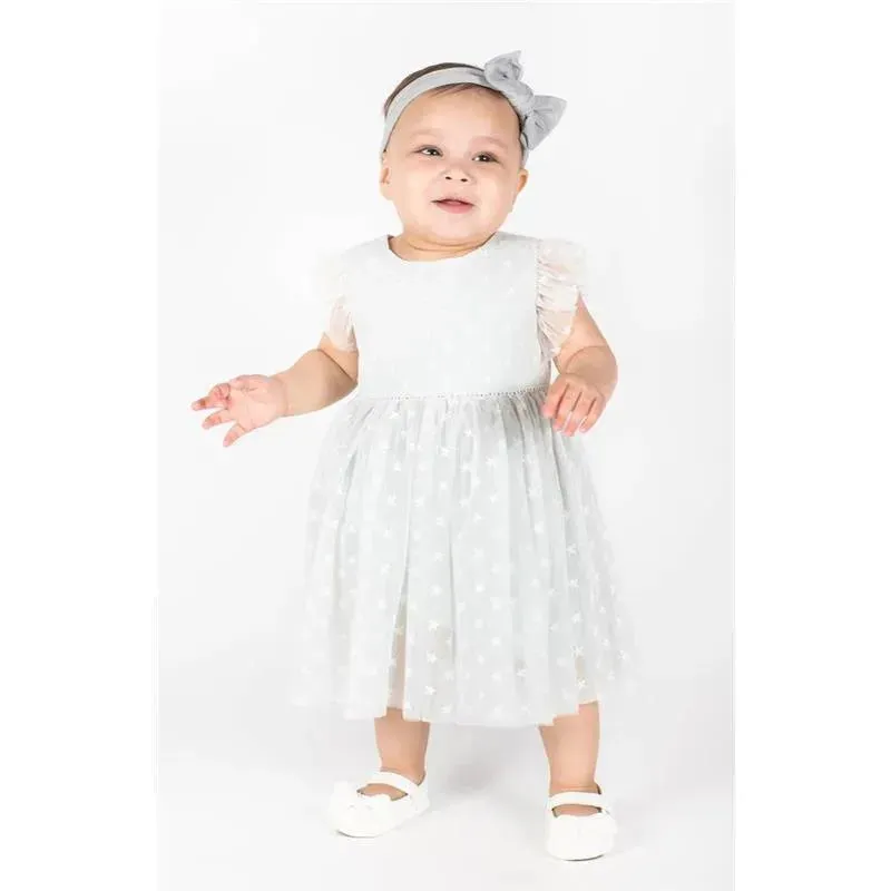 Popatu - Baby Girls Sage Green Stars Tulle Dress - Image 2