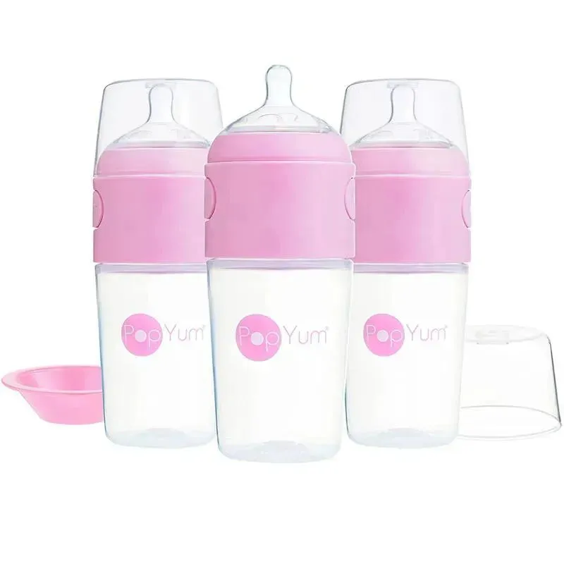 Popyum - 3Pk Anti-Colic Formula Making Baby Bottle 9 Oz, Pastel Purple - Image 2