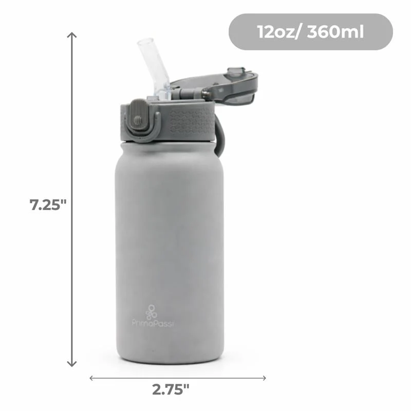 Primo Passi 12 oz Kids Insulated Straw Water Bottle, Gray - Image 4