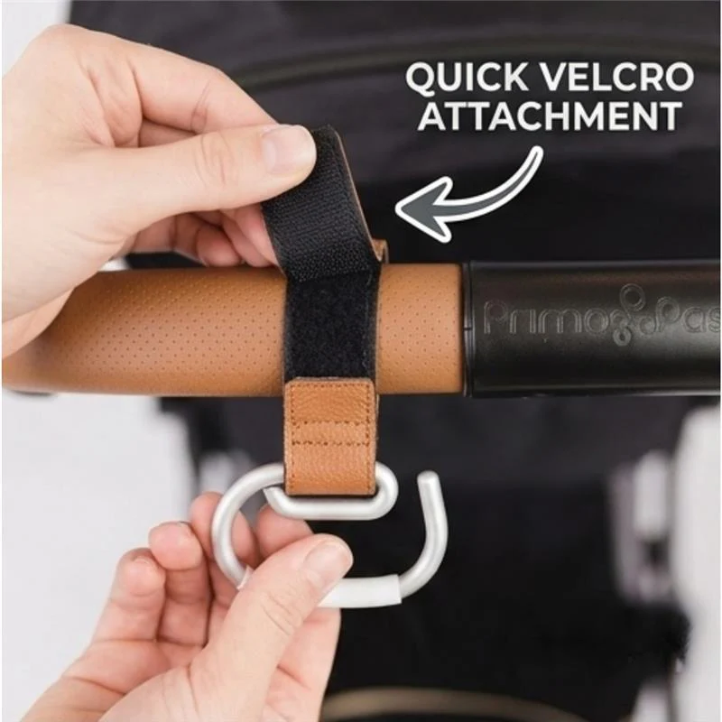 Primo Passi - 2Pk Leather Stroller Hook Camel - Image 4