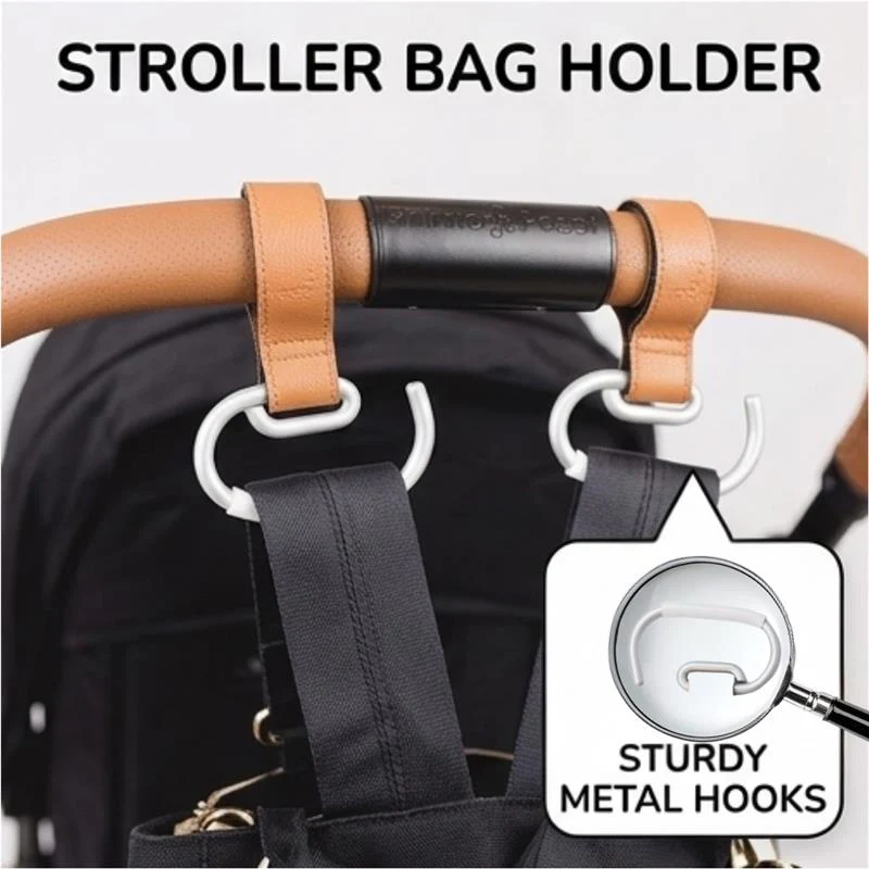 Primo Passi - 2Pk Leather Stroller Hook Camel - Image 5